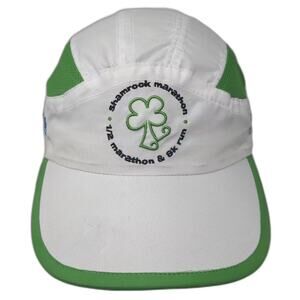 Racetrackers 5 Panel White Green Strapback Hat One Size Shamrock Marathon 13.1